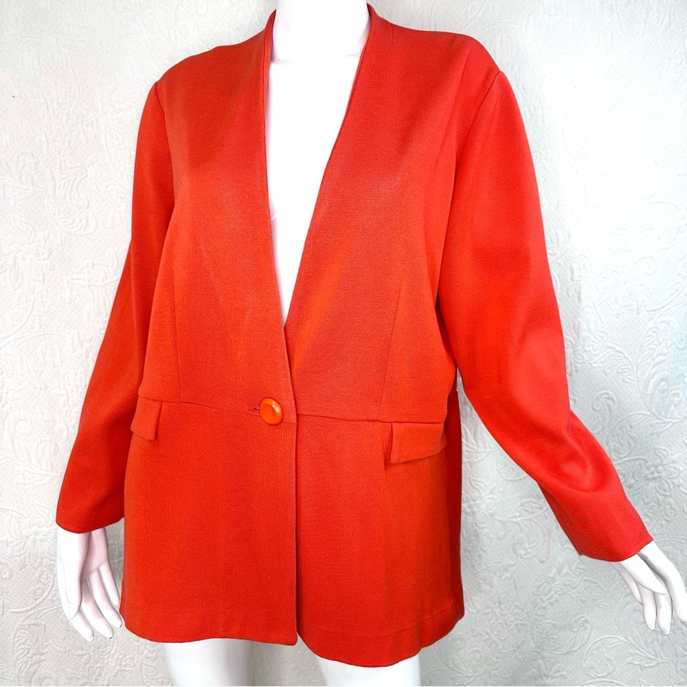 Misook 1x Orange Single-Button Collarless Blazer … - image 2